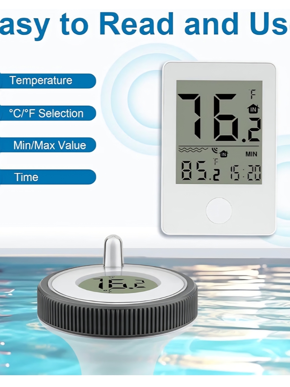 Digital Floating Pool Thermometer with Wireless Display - Picture 4 of 6
